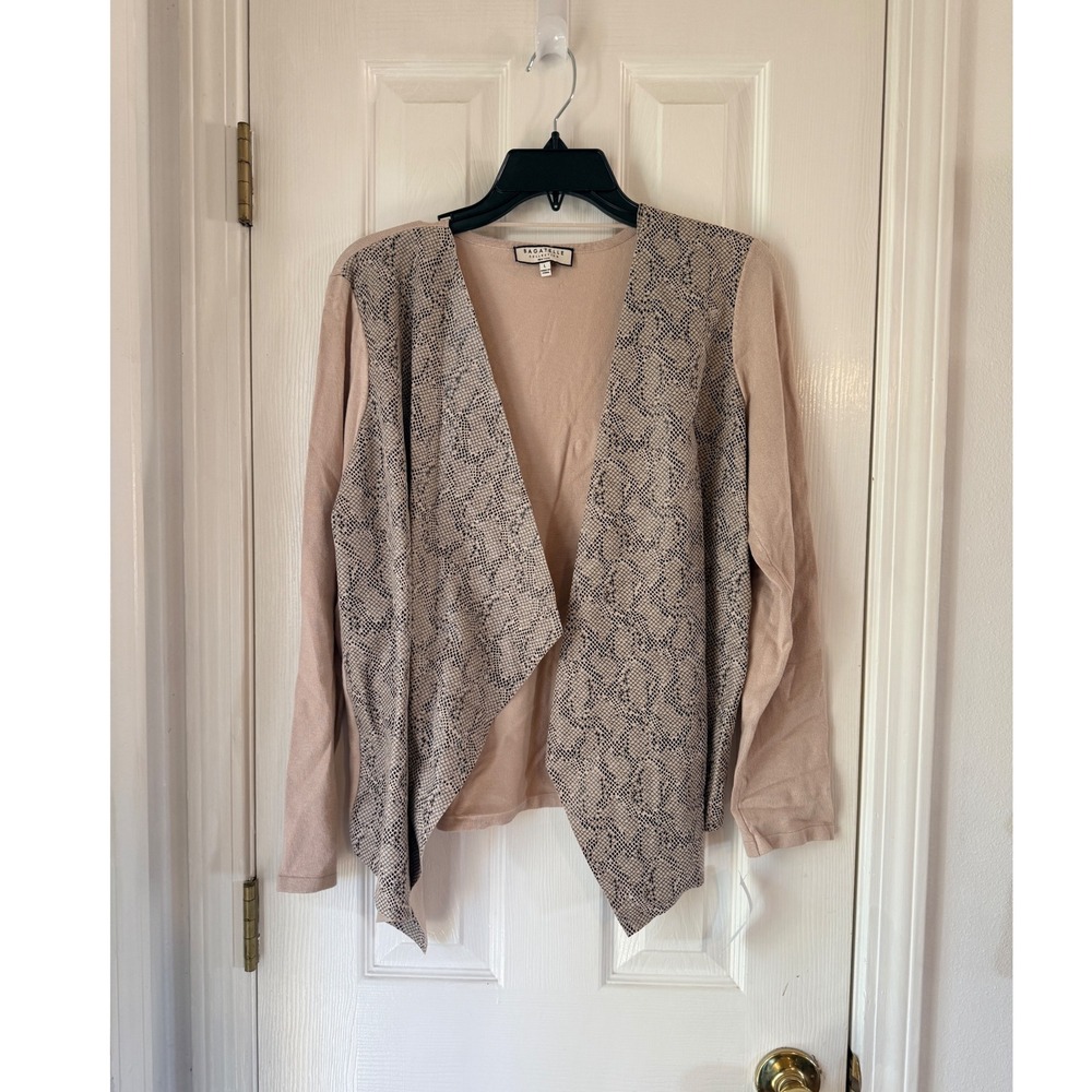 Bagatelle Lightweight Snake Print Open Front Jacket Cardigan Womens Large